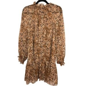 Antonio Melani Floral Lauren Mock Neck Long Sleeve Tired Boho Dress Size 4